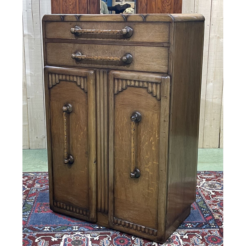 Vintage oak storage furniture, Art Deco, English 1950