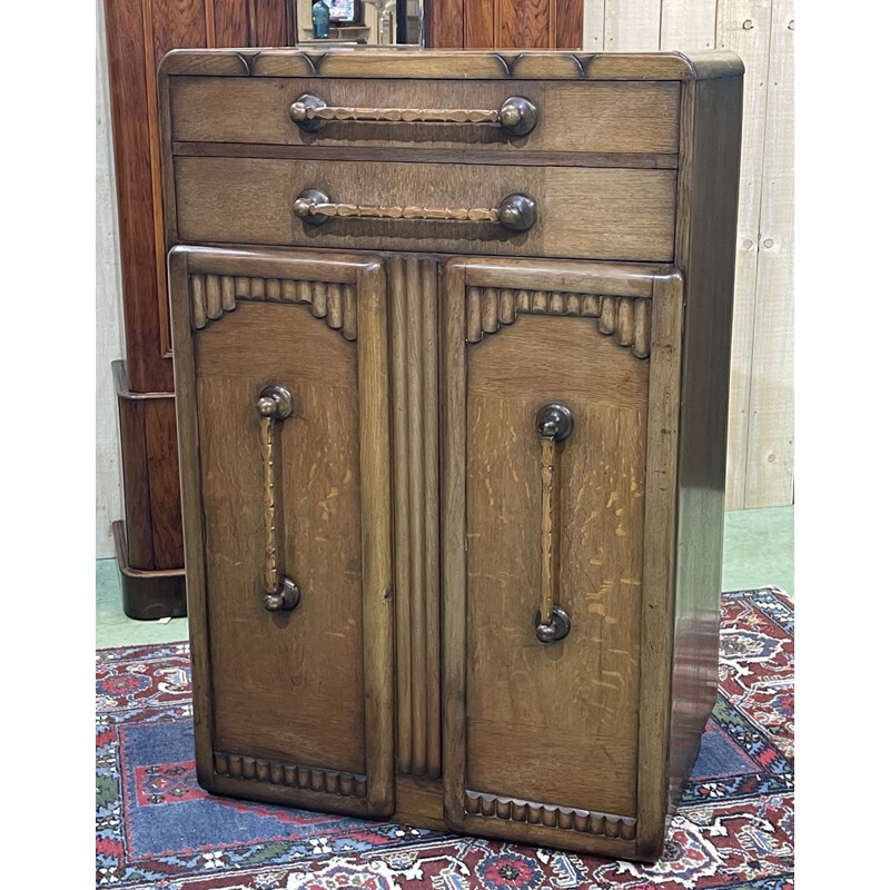 Vintage oak storage furniture, Art Deco, English 1950