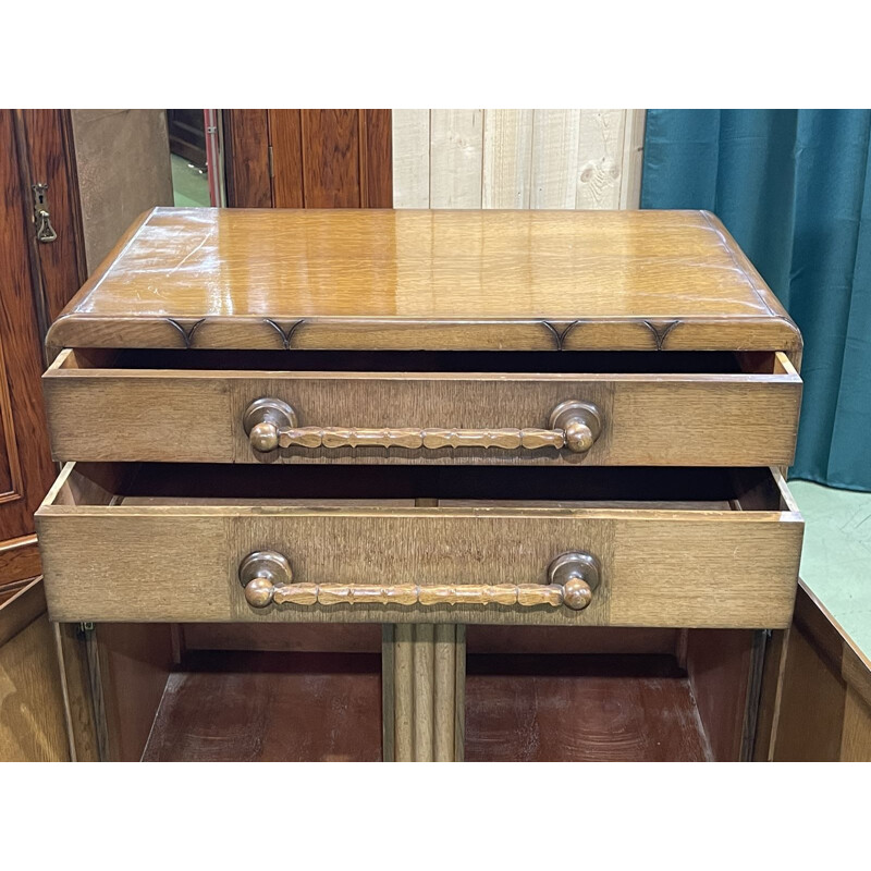 Vintage oak storage furniture, Art Deco, English 1950