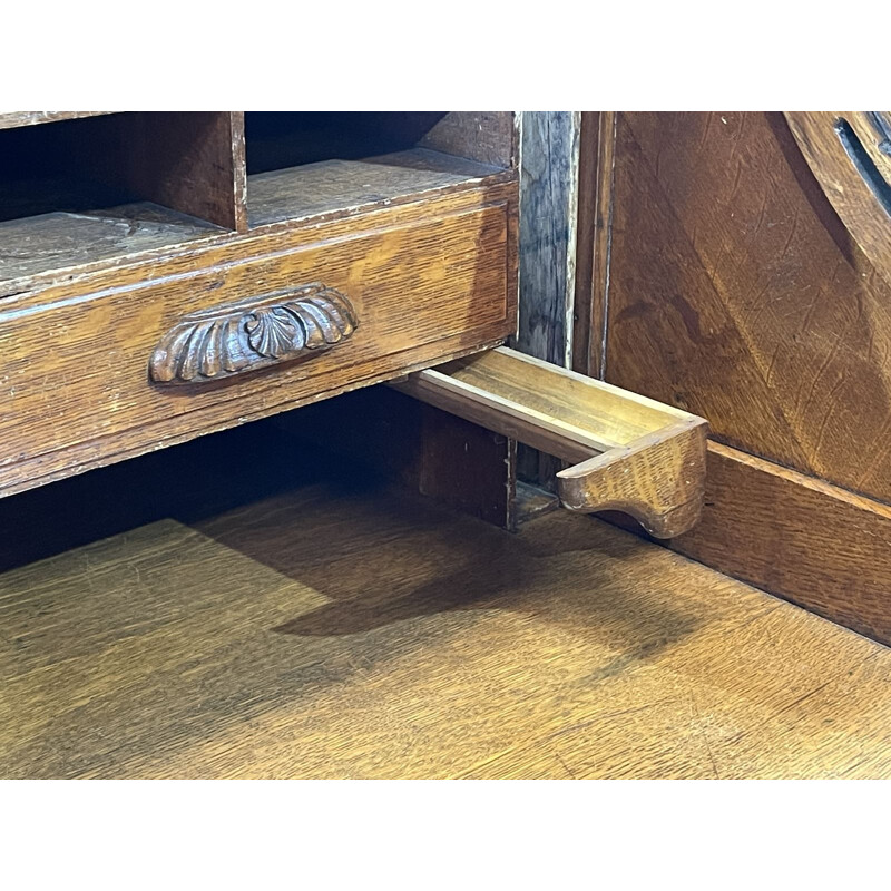 Vintage oak cylinder desk, English 1930