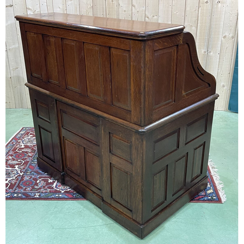 Vintage oak cylinder desk, English 1930