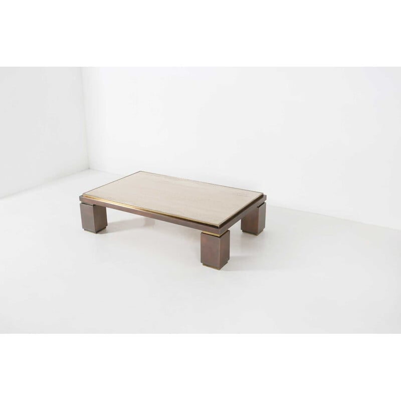 Table basse vintage en travertin par Belgo Chrom