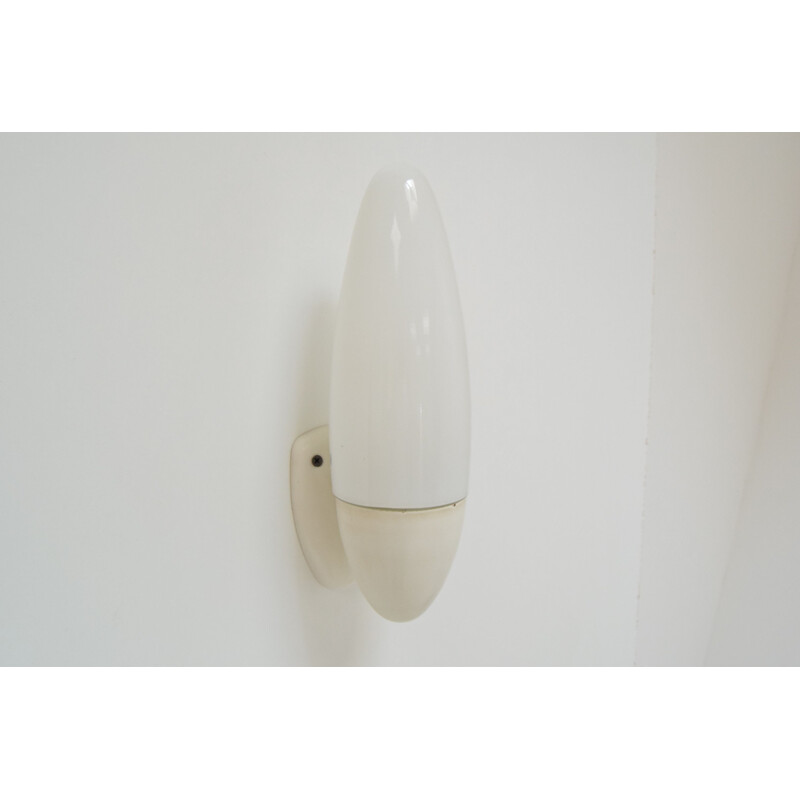 Vintage wall lamp in milk glass and plastic, Czechoslovakia 1970