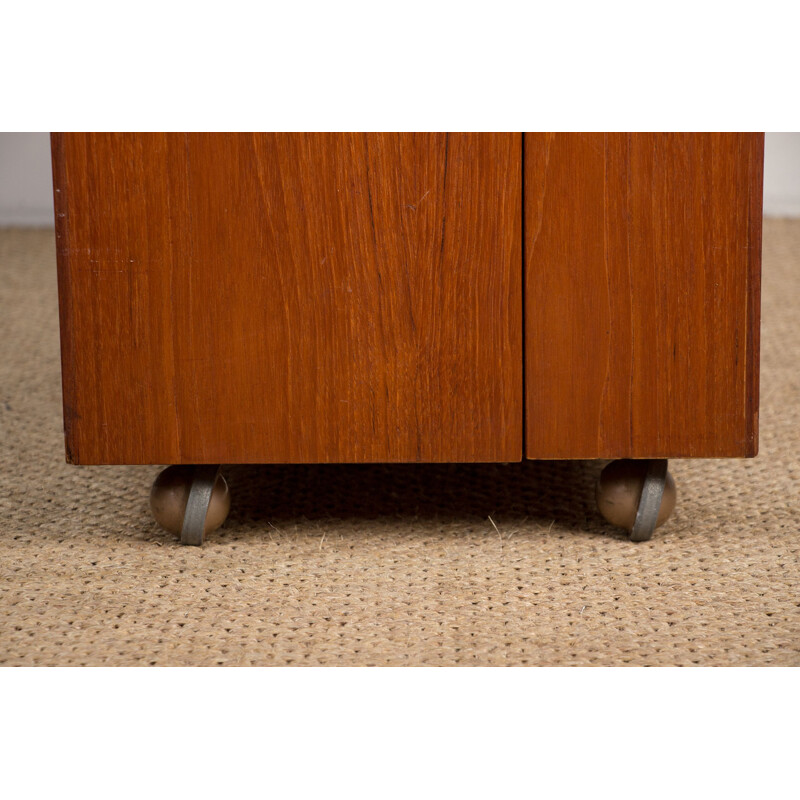 Vintage teak bar on wheels by Jorgen Clausen for Brande Mobelfabrik, Danish 1960