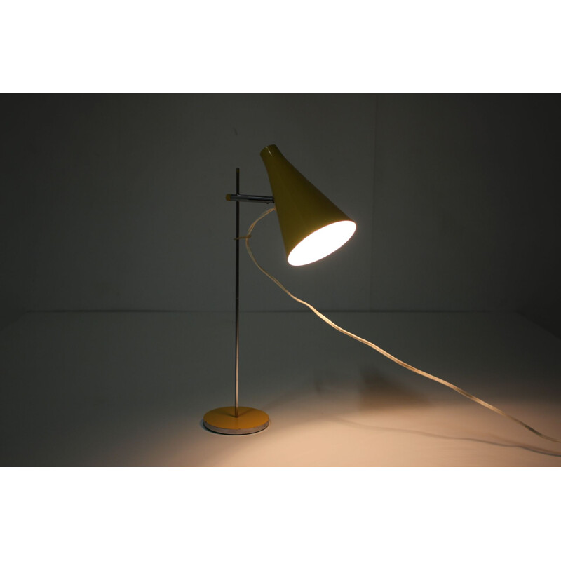 Lampe de bureau vintage jaune par Josef Hurka, Tchécoslovaquie 1960