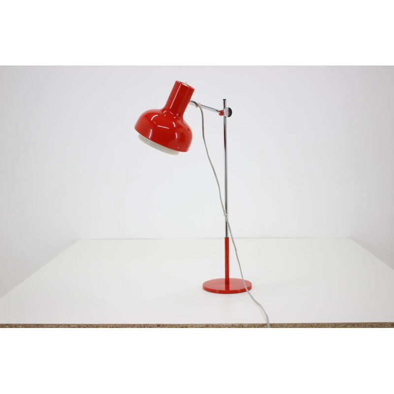 Vintage rode bureaulamp van Josef Hurka, Tsjechoslowakije 1960