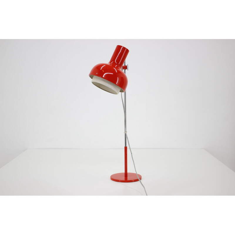 Vintage rode bureaulamp van Josef Hurka, Tsjechoslowakije 1960