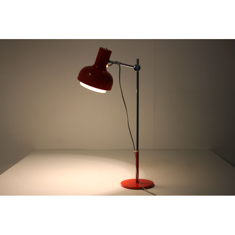 Lampe de bureau vintage rouge par Josef Hurka, Tchécoslovaquie 1960