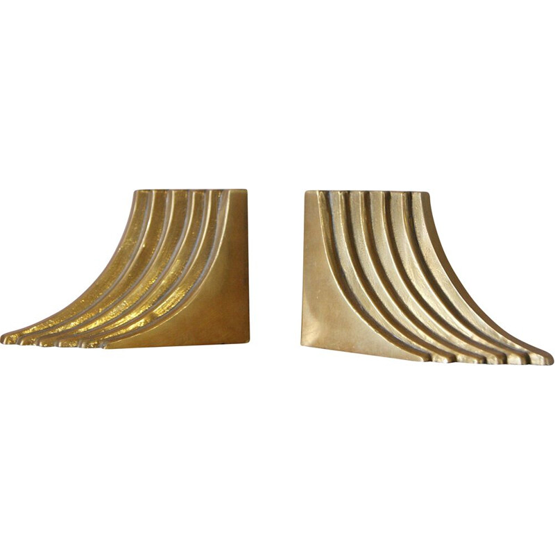 Pair of mid-century brass bookends, 1960s