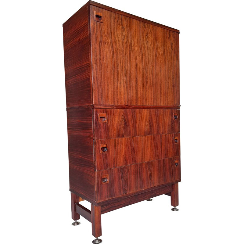 Vintage French rosewood storage cabinet by André Monpoix, 1950-1960s