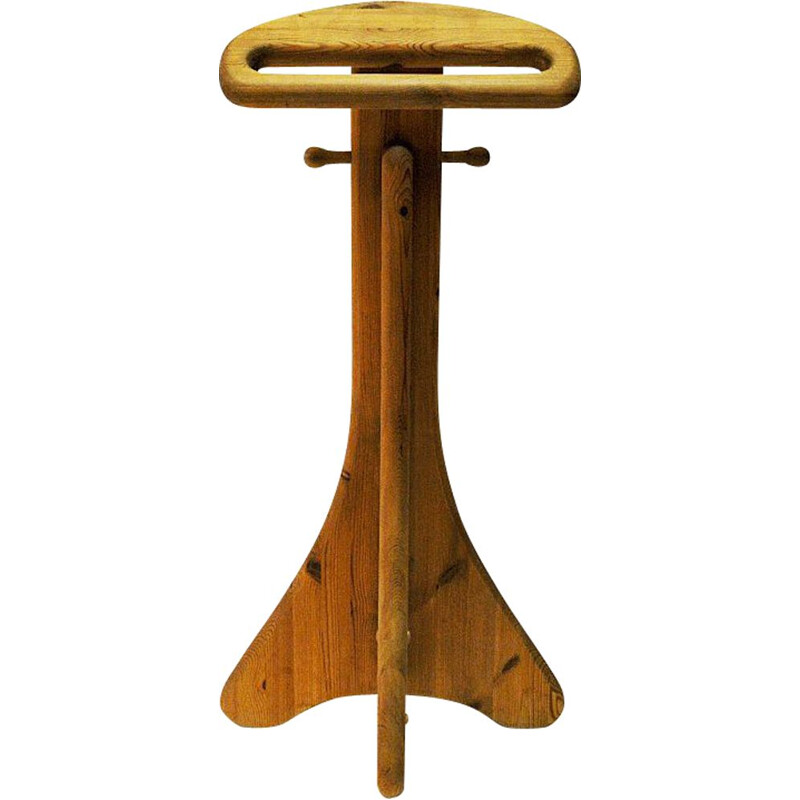 Vintage pine coat rack, scandinavian 1970