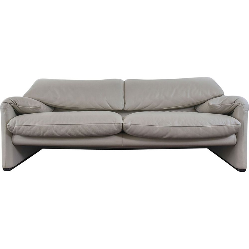 Grijs lederen sofa Maralunga 67502 van Vico Magistretti voor Cassina