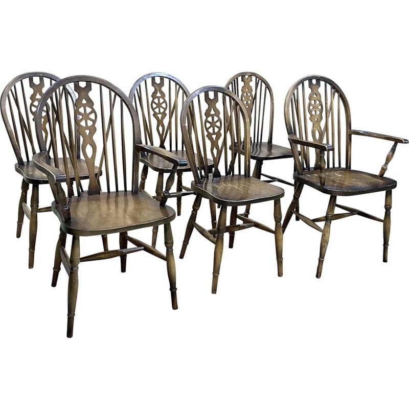Set van 4 stoelen en 2 fauteuils, vintage Engels 1970