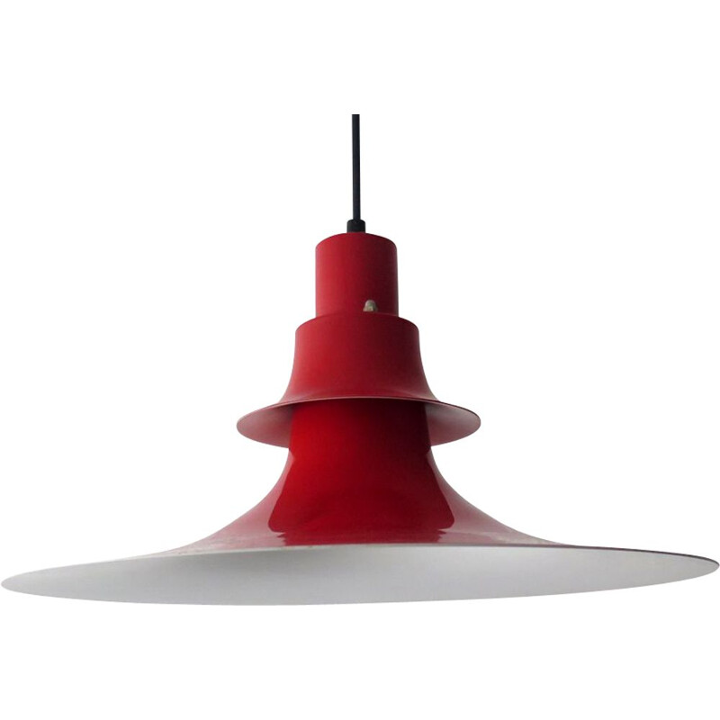 Vintage red pendant lamp, Denmark 1970