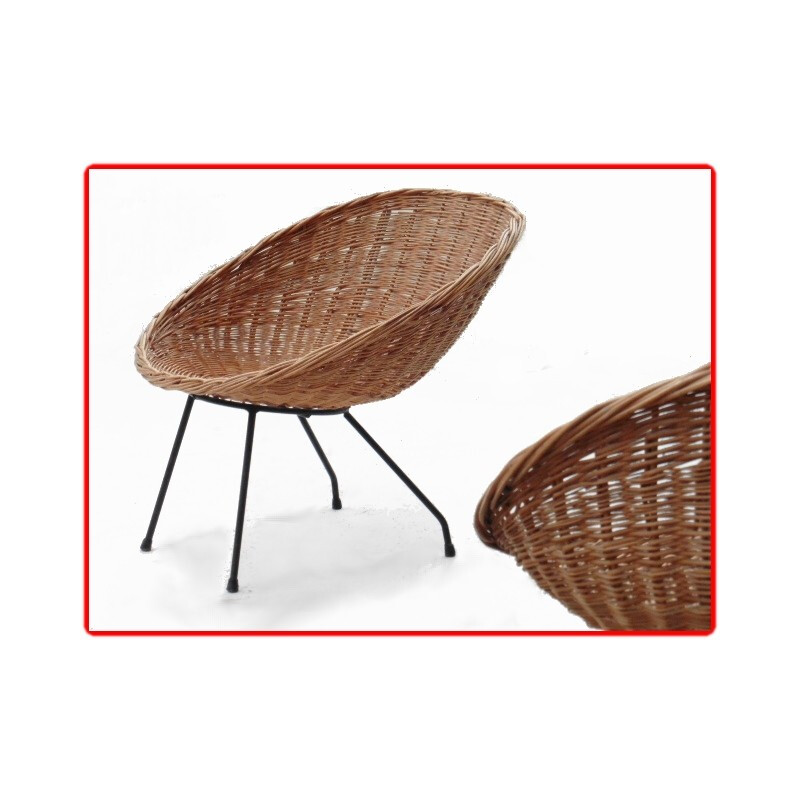  Pair of armchairs "shell" in rattan - 1960s