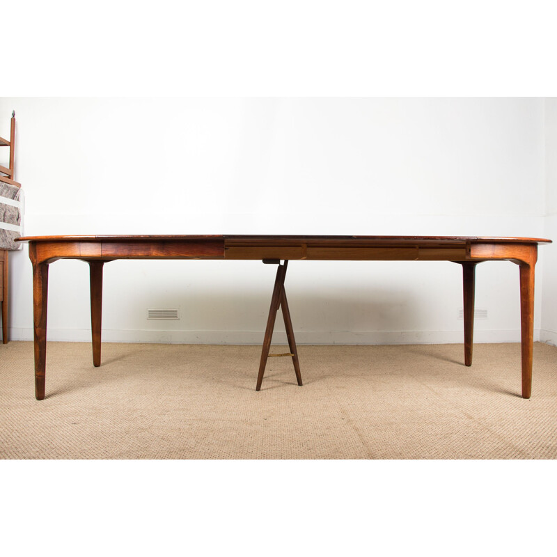 Table danoise extensible vintage en palissandre modèle 62 par Henning Kjaernulf pour Soro Stolefabrik, 1960