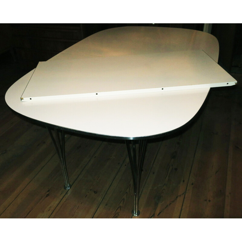 Elliptical Danish extendable table with hairpin legs - 1970s