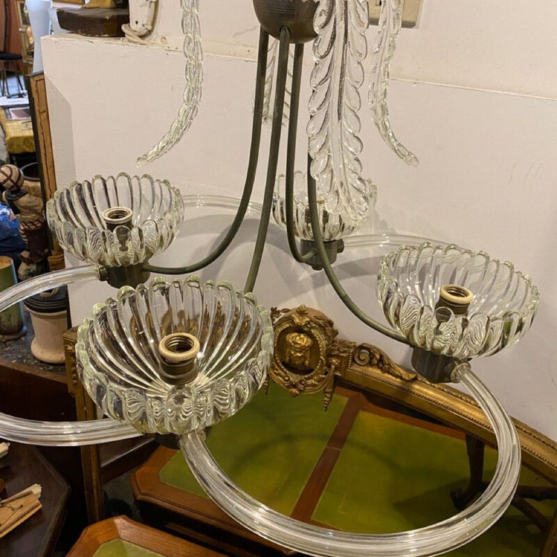 Vintage modern Murano glass chandelier by Barovier & Toso, 1950s