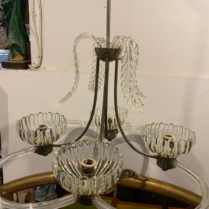 Vintage modern Murano glass chandelier by Barovier & Toso, 1950s