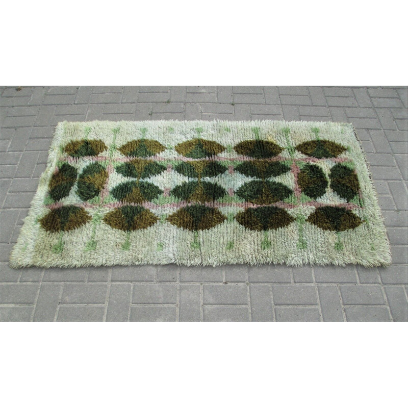 Rya Vintage-Teppich aus Wolle, Schweden 1960
