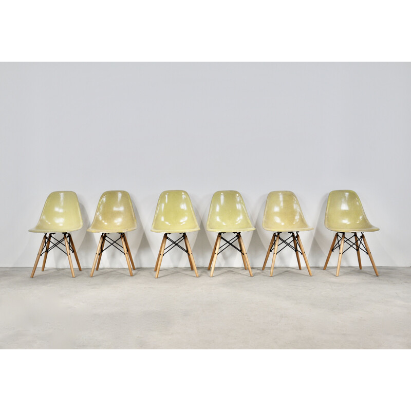 Ensemble de 6 chaises vintage DSW de Charles & Ray Eames pour Herman Miller, 1970