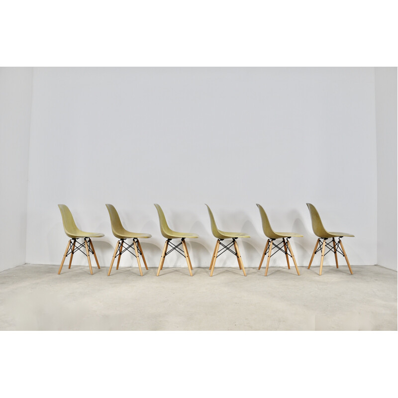 Set of 6 vintage DSW chairs by Charles & Ray Eames for Herman Miller, 1970s