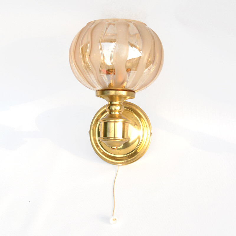 Mid century brass wall lamp by Plange Leuchten, Germany 1970s