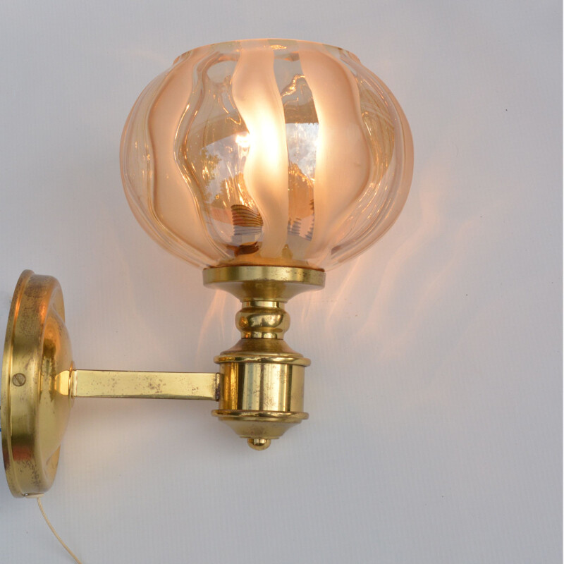 Mid century brass wall lamp by Plange Leuchten, Germany 1970s