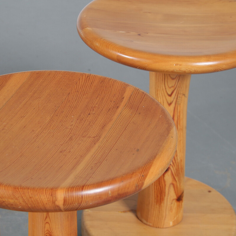 Vintage pine wood stool by Rainer Daumiller for Hirtshals, Denmark 1960s