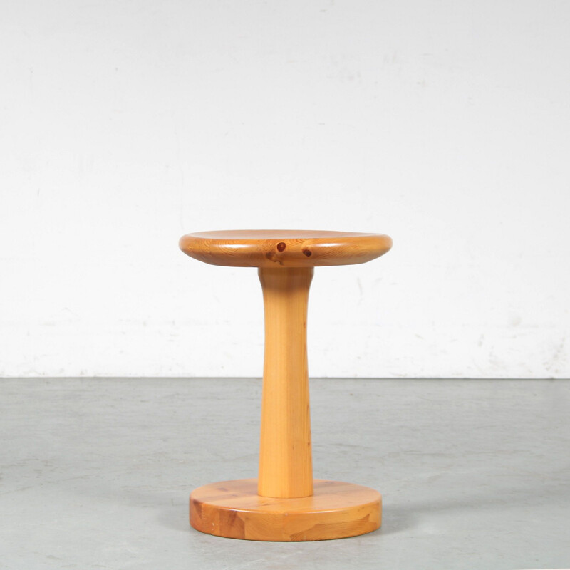 Vintage pine wood stool by Rainer Daumiller for Hirtshals, Denmark 1960s