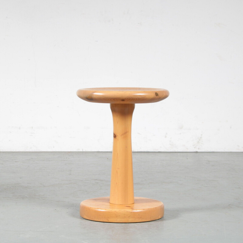 Vintage pine wood stool by Rainer Daumiller for Hirtshals, Denmark 1960s