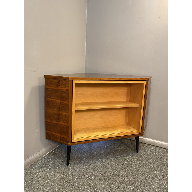 Vintage walnut veneered swivel corner bar, Poland 1960s