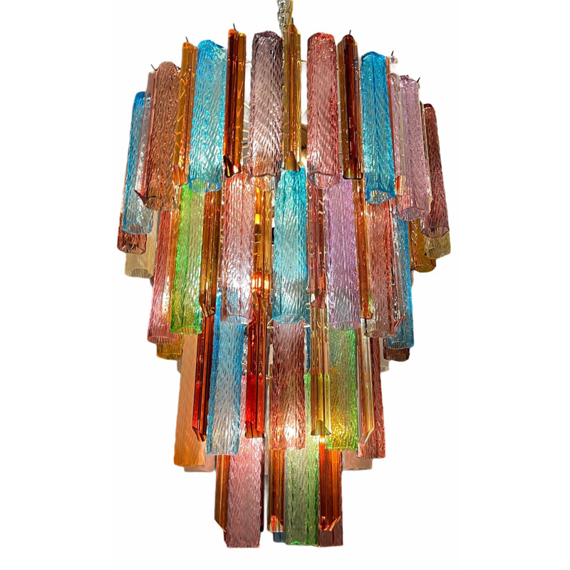 Mid century multicolored Murano glass prism chandelier, 1970s