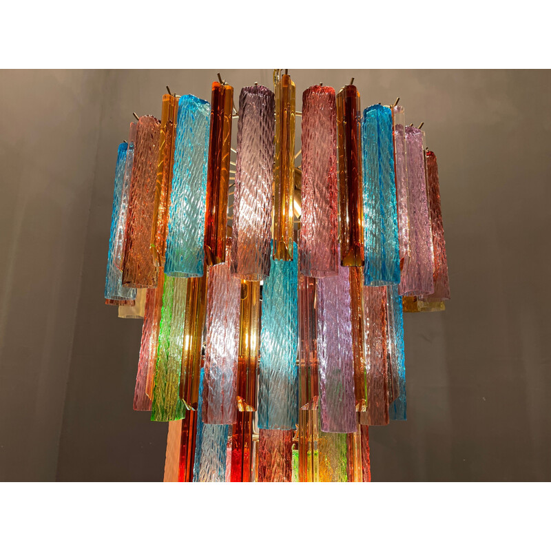 Mid century multicolored Murano glass prism chandelier, 1970s