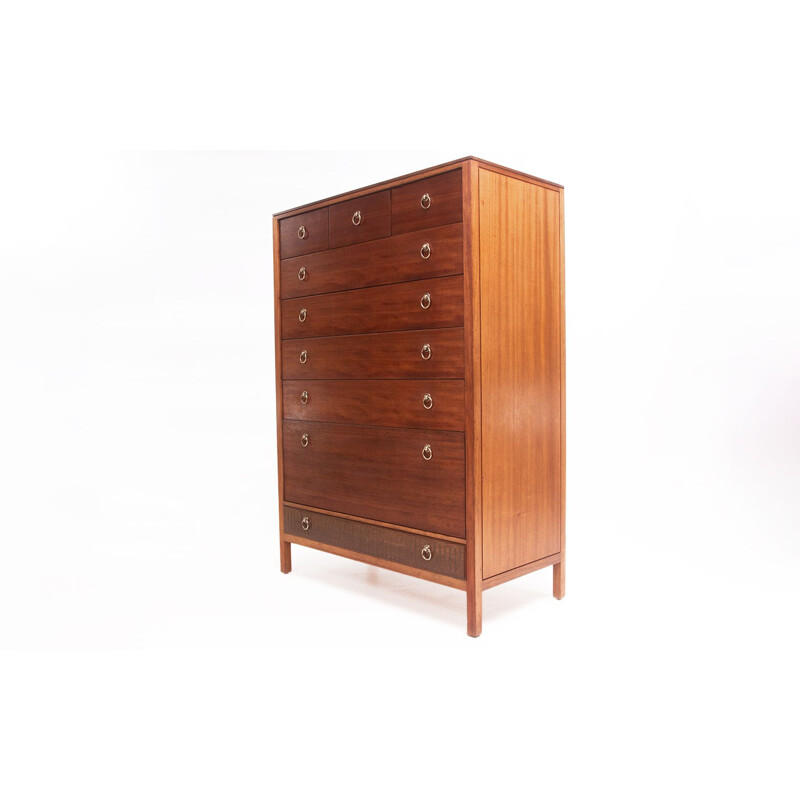 Tallboy mid century teak chest of drawers by Loughborough for Heals, British 1960s