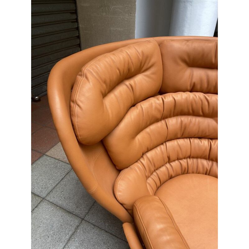 Vintage Elda leather armchair by Joe Colombo, 1960s