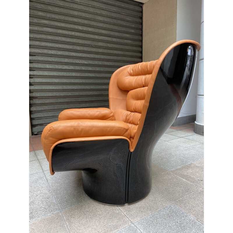 Vintage Elda leather armchair by Joe Colombo, 1960s