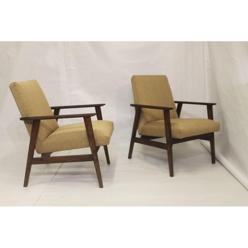 Pair of vintage armchairs by Henryk Lis for Bystrzyckie, 1970s