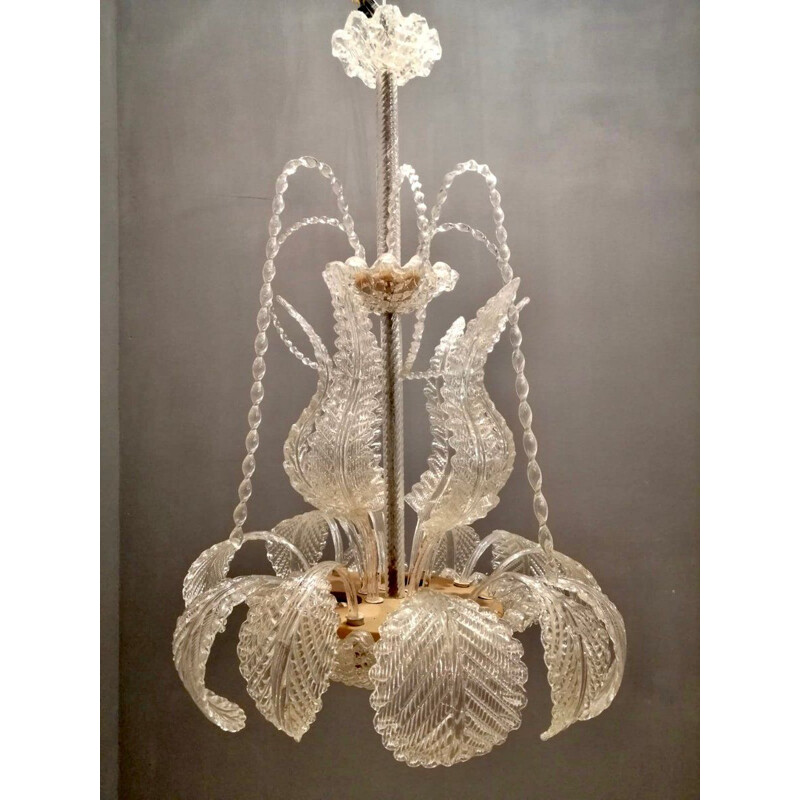 Vintage Murano glass chandelier by Ercole Barovier, 1940