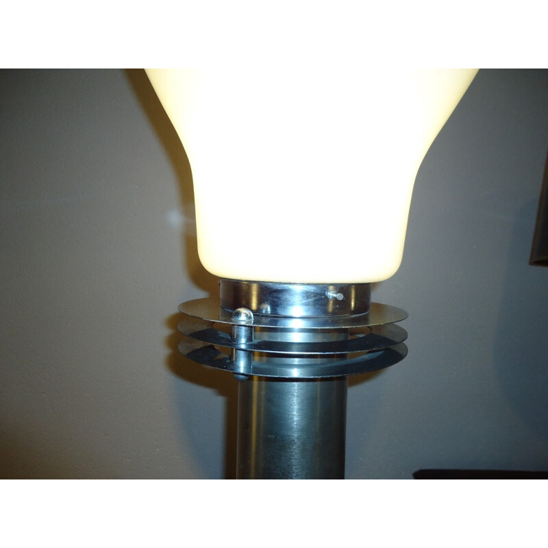 Vintage vloerlamp van vernikkeld metaal en Murano glas, 1970