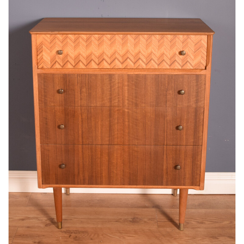 Mid century ashwood and walnut chest of drawers by Uniflex, 1960