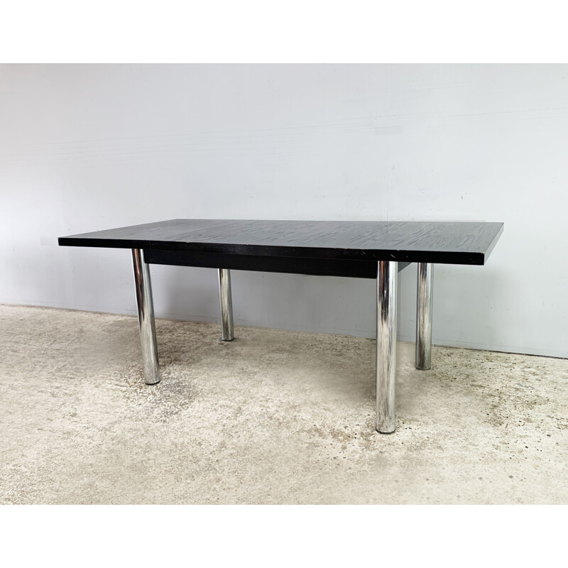 Mid century solid black ashwood extending dining table by Habitat, 1970s