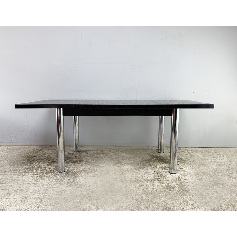 Mid century solid black ashwood extending dining table by Habitat, 1970s