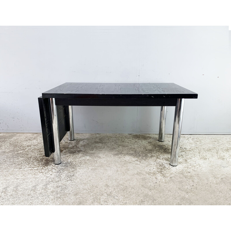 Mid century solid black ashwood extending dining table by Habitat, 1970s