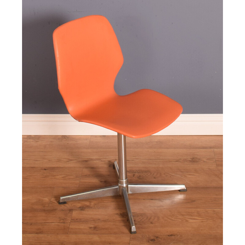 Vintage vinyl swivel desk chair chrome base, 1960s