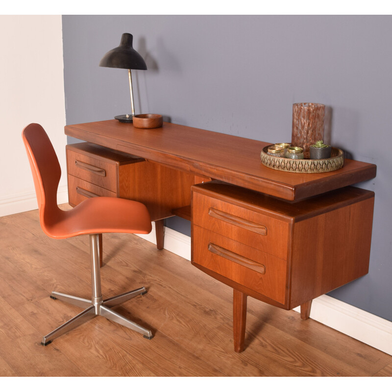 Vintage vinyl swivel desk chair chrome base, 1960s