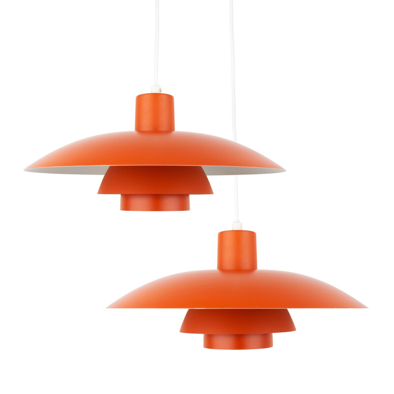 Pair of vintage orange pendant lamps PH 43 by Poul Henningsen for Louis Poulsen, 1966