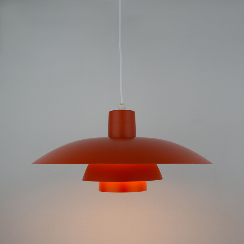 Pair of vintage orange pendant lamps PH 43 by Poul Henningsen for Louis Poulsen, 1966