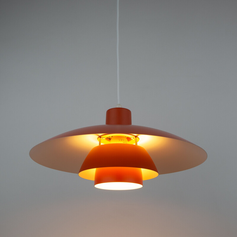 Pair of vintage orange pendant lamps PH 43 by Poul Henningsen for Louis Poulsen, 1966