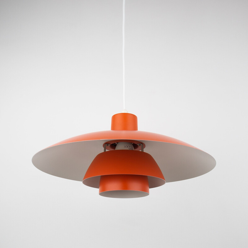 Pair of vintage orange pendant lamps PH 43 by Poul Henningsen for Louis Poulsen, 1966